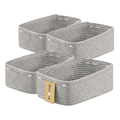 Small Storage Baskets for Organizing (4pcs-L13xW8.5xH5.1" / Grey)