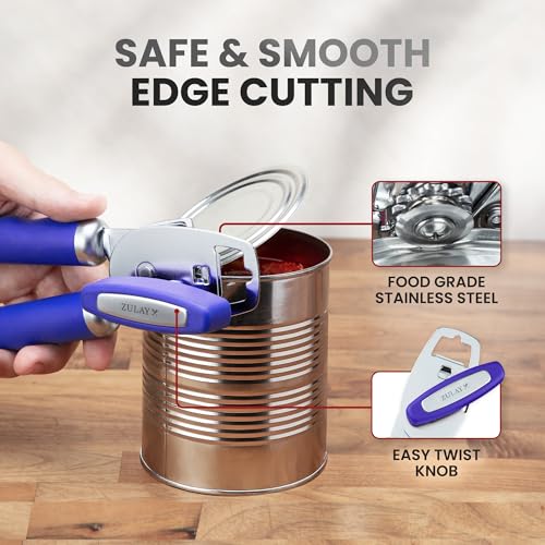 Manual Can Opener Heavy Duty Patented Stainless Steel (Grape / Comfy Grip)