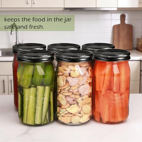 Wide Mouth Mason Jars 32 oz 12 Pack (32oz - Jar Split)
