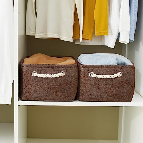 WarmHome Fabric Storage Bin Shelf Basket for Home (Brown / 3PCS/Medium -13.8Lx9.8Wx6.7H)