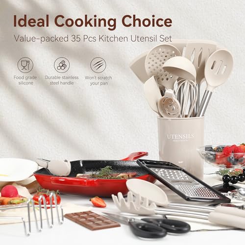 35 Pcs Silicone Cooking Utensils Set BPA Free 446°F Heat Resistant (35 Count)