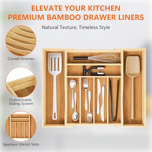 Expandable Bamboo Drawer Organizer Cutlery 6 (6-8 Slots)