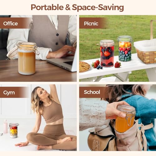 Small 16 oz Glass Jars with Airtight Lids 6 Pack Pickling Pantry (17 fl oz x 6)