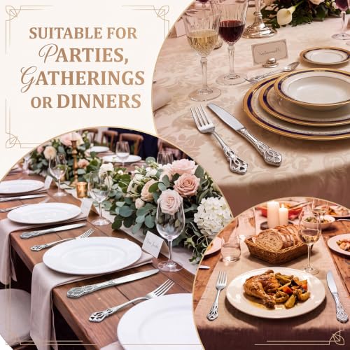 100 Pieces Retro Royal Stainless Steel Dinner Flatware Cutlery Set (8.98 Inches,8.07 Inches / Silver)