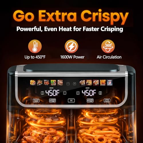 9.5 Qt Dual Basket Air Fryer (Gray-9.5Qt-V1 / 9.5Qt(Dual Style))