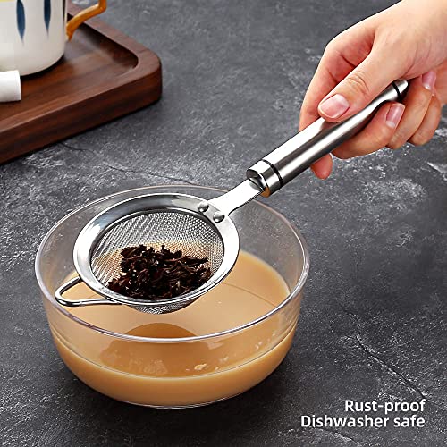 304 Stainless Steel Fine Mesh Strainers for Kitchen (3.35 in Small)