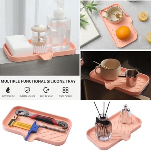 Silicone Soap Dish with Drain Spout (Pink / M(9.6"×5.3"))