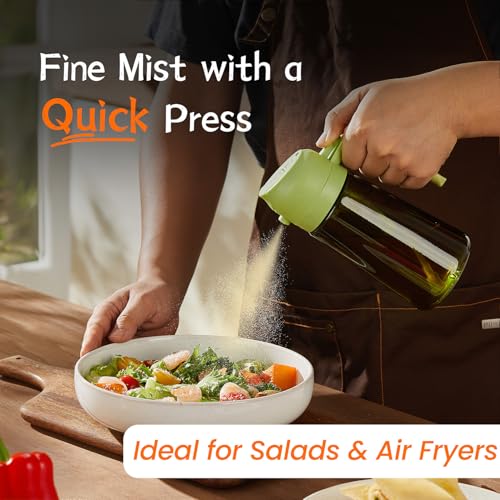 16oz Olive Oil Dispenser for Kitchen (2 Pack / White&Green)