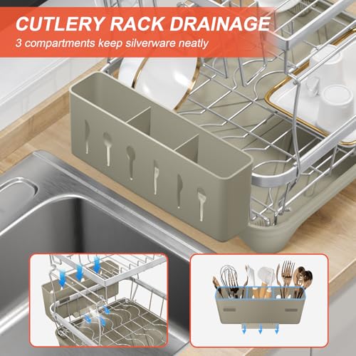 2 Tier Dish Drying Rack for Kitchen Counter (2-tier - Grey)