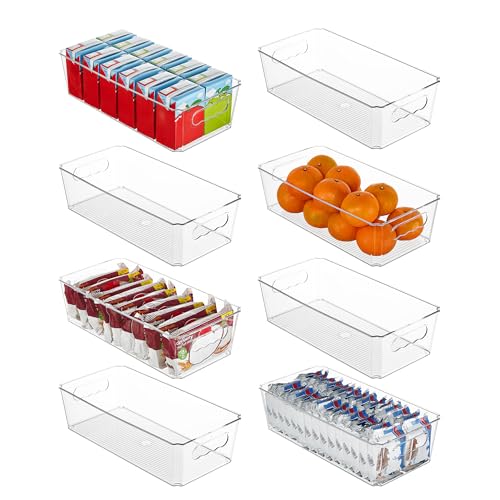 8pcs Clear Storage Bins with Handles (Without Lid)