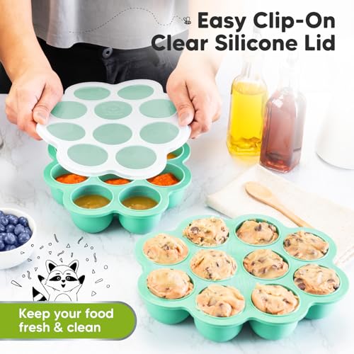 Silicone Food Freezer Trays with Lid (Alpine Green)