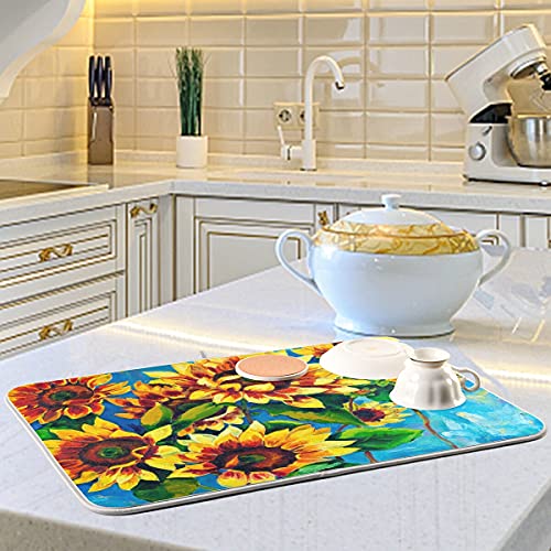 Super Absorbent Dish Drying Mat (Sunflower / 18" x 24")
