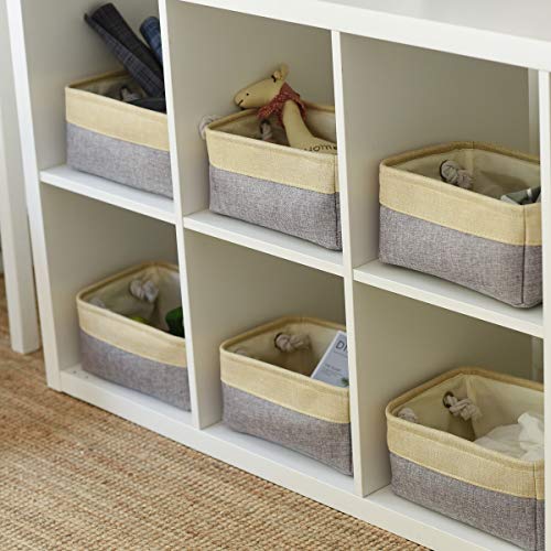 Storage Baskets for Organizing (Gold&Grey / 6PCS/Small -11.8Lx7.9Wx5.2H)