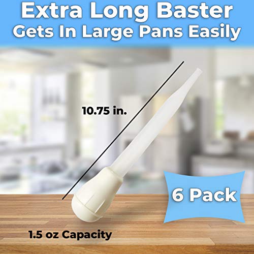 BPA Free Pro Grade Turkey Baster 6 Pack. Extra Large 11 Inch Bulb Basters with Measuring Lines Perfect for Cooking Juicy (6 Count)