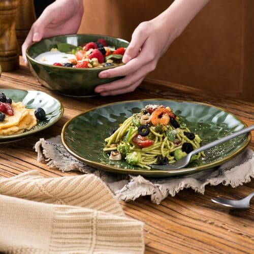 Ceramic Pasta Bowls Set (Green)