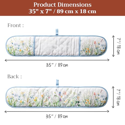 Double Oven Mitts 100% Cotton Double Oven Glove (012 - Fleurs De Mai / 7" x 35" (Double Oven Mitt))