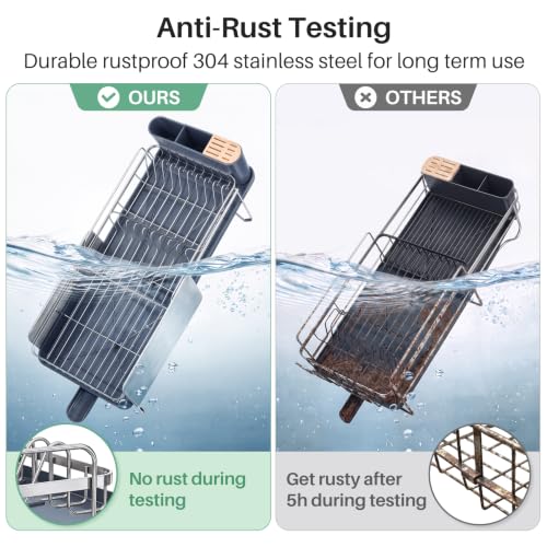 Stainless Steel Dish Drying Rack for Kitchen Counter (Silver)
