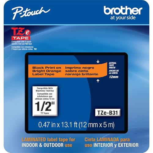 Genuine P touch (Black on Fluorescent Orange / 12mm (0.47”) / Pack of 1)