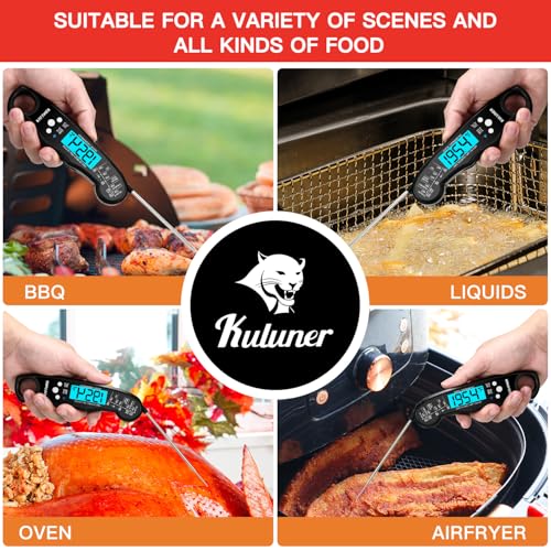 Digital Instant Read Meat Thermometer for Cooking (Black)
