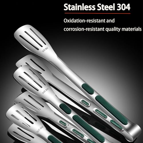 Stainless Steel Kitchen Tong Set (6 & 9 &11inch / 3Pcs Green)