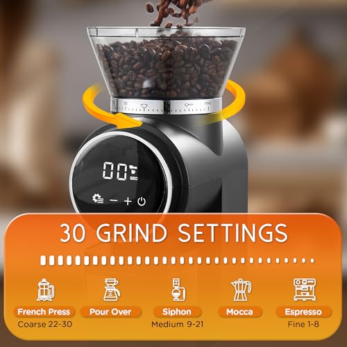 Conical Burr Coffee Grinder Electric (Black)