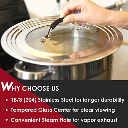 Stainless Steel Universal Lid for Pots (Black Handle)