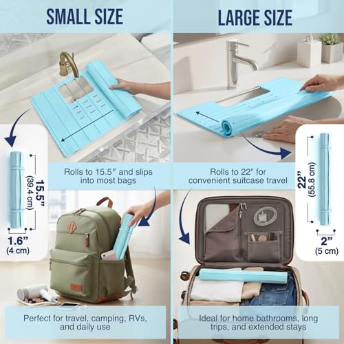 Bathroom Sink Cover for Counter Space (Light Blue / Large)