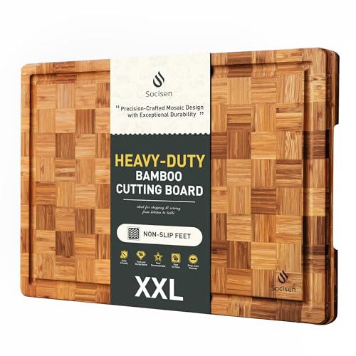 Extra Large Bamboo Wooden Cutting Board Wood Cutting Boards for Kitchen (20*15in)