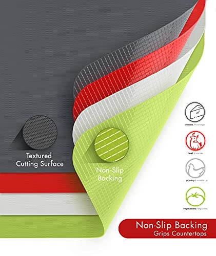 Heavy Duty Cutting Board Grippmat (11.5 x 14 inches / Gray, Red, White and Green)