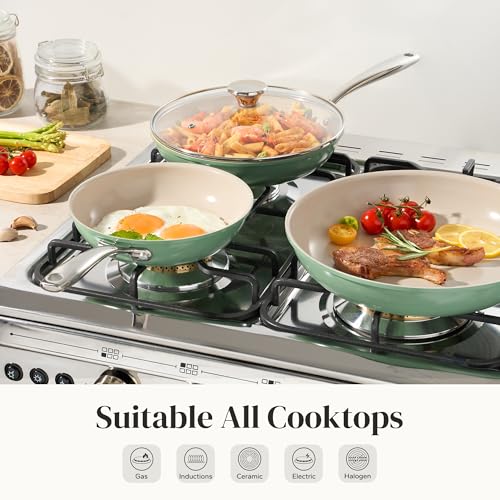 Nonstick 6 Piece Fry Pan Set (Green)