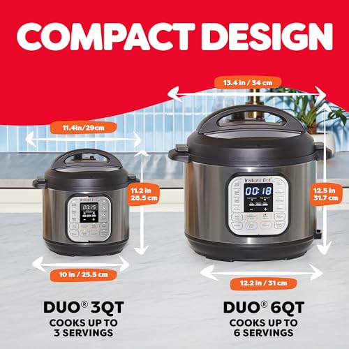 Duo 7-in-1 Mini Electric Pressure Cooker, Slow Rice Cooker, Steamer, Sauté, Yogurt Maker, Warmer & Sterilizer, Includes Free App with over 1900 Recipes, Stainless Steel, 3 Quart (3 Quarts)
