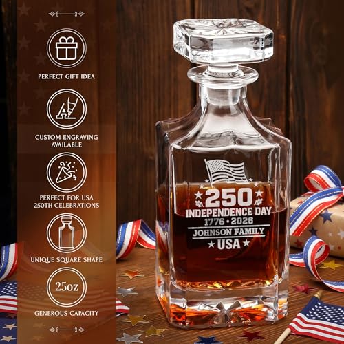 Personalized 250th Anniversary Classic Whiskey Decanter Set