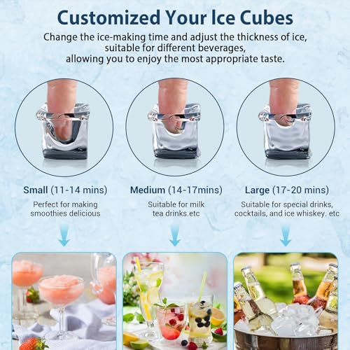 Commercial Ice Maker Machine with 20 Storage Bin (100Lbs/24H-Silver2)
