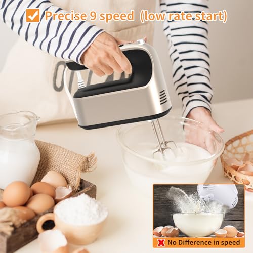 9 Speed Digital Hand Mixer Electric (Champagne Gold)