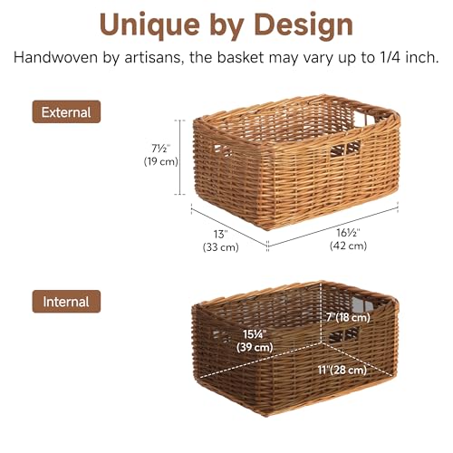 Pantry Baskets (Willow(Light Brown) / 16½"L x 13"W x 7½"H)