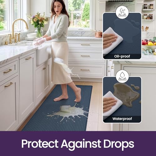 Kitchen Floor Mats Cushioned Anti Fatigue (2-dark Blue / 86"l X 23"w X 0.4"th)
