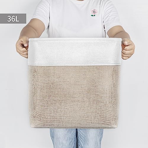 13x13 Cube Storage Bins (Beige / Off-White / Cube - 13"x13"x13")