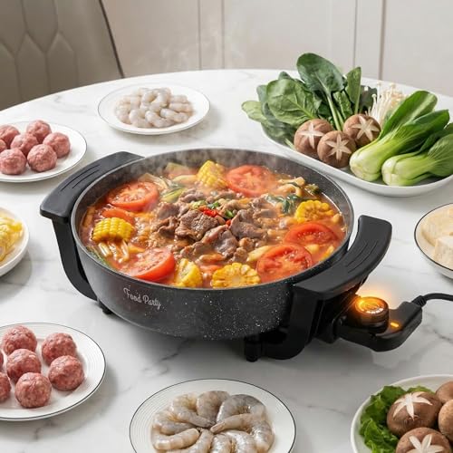 Hot Pot Electric Skillet 2 in 1 Hotpot Pot Electric Pot for Cooking 6L 110V 1100W Non