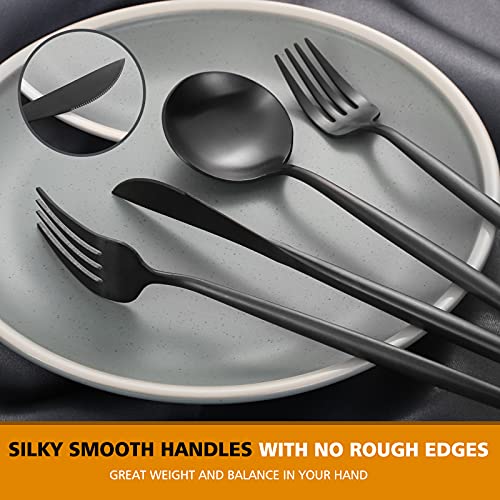 Matte Black Silverware Set for 8 (Black / 40-piece)