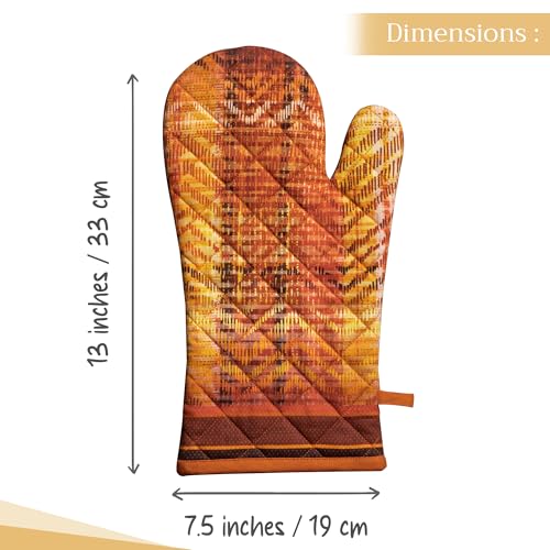 Maison d'Hermine Oven Gloves 100% Cotton Oven Mitt (061 - Thanksgiving Tartan / 7.5" x 13" (Oven Mitt))