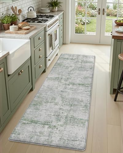 Kitchen Floor Mats Cushioned Anti Fatigue Runner Rug 23x86 Green (Green / 86"L x 23"W x 0.4"Th)