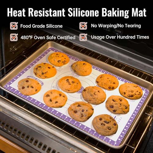 Silicone Pastry Mat with 10 Useful Recipes (Purple / 28"L x 20"W)