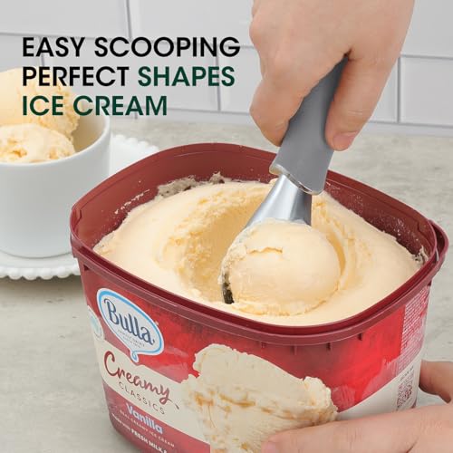 Premium Heavy Duty Ice Cream Scoop with Ergonomic Grip Handle (Gray)
