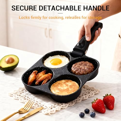 21 Piece Ceramic Pots and Pans Set Non Stick with Detachable Handles and Egg Frying Pan (Egg Pan Set)