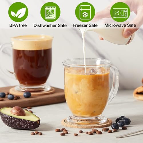 Set of 4 Clear Glass Coffee Mugs (4transparent-Crinkled mug)