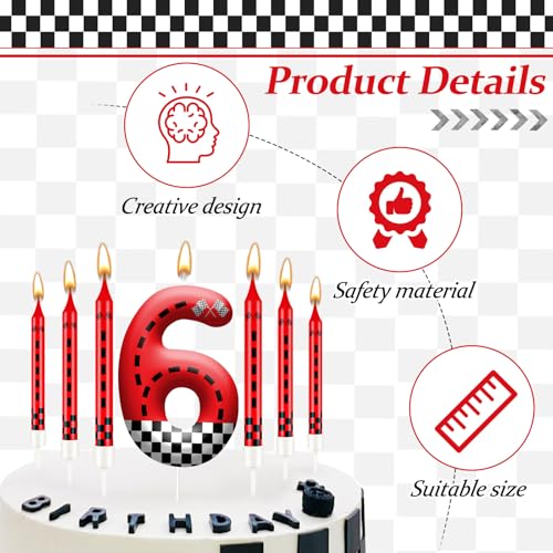 13PCS Racing Car Theme Birthday Candle Set with Checkered Flag Design (13 Count)