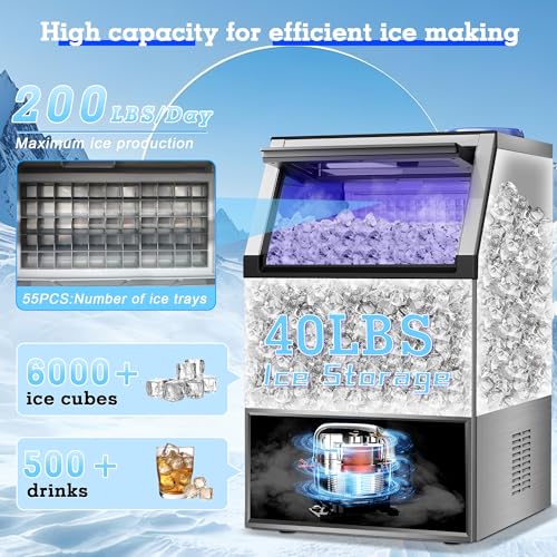 Undercounter Commercial Ice Maker 200LB (200Lbs/24H / Dual water inlet)