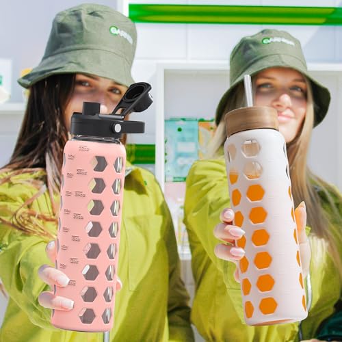 Glass Water Bottle (White / 32 Ounces)
