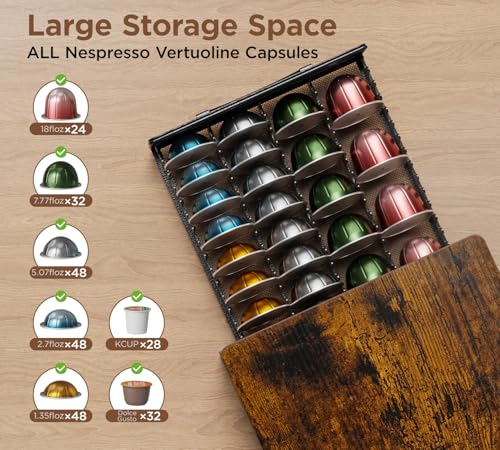 Coffee Pod Holder Drawer Compatible with Nespresso (Wood)