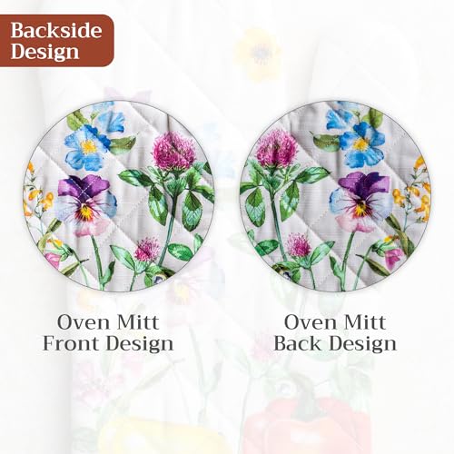 Maison d'Hermine Oven Gloves 100% Cotton Oven Mitt (042 - Giverny / 7.5" x 13" (Oven Mitt))